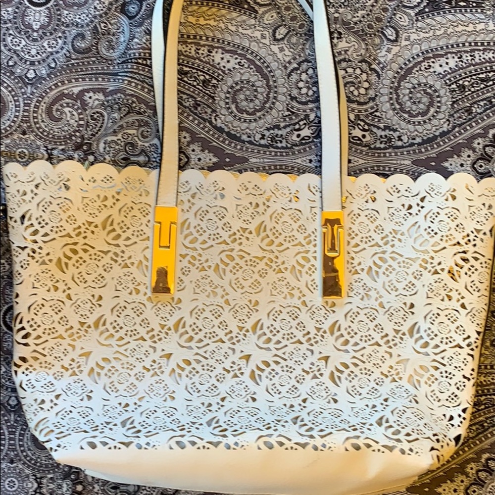 Aldo Bag Purse White Gold Tote